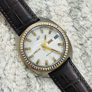 Vintage Rare Enicar Automatic White Dial Date/Day Swiss Made Men’s Wrist watch ETA Movement~ Swiss Made~ Gift for him