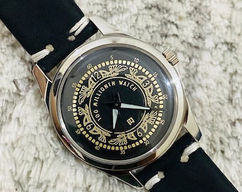 Rare Model HMT 100 MILLIONTH Black Dial 17Jewels Mechanical Hand winding Mens Wrist Watch~ mechanical watches