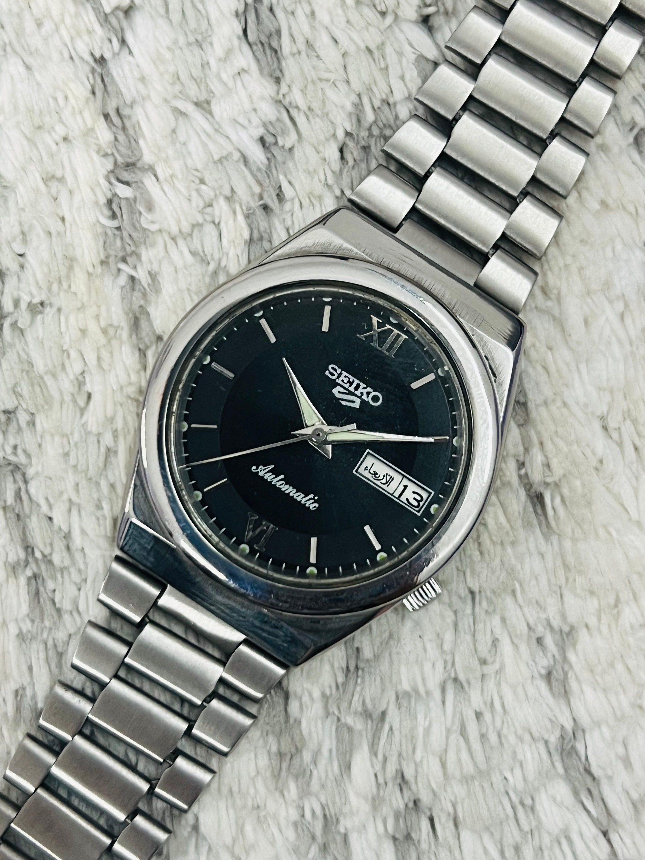 NWT Seiko Series 5 Automatic Date-Day Black Dial Men\'s Watch Seiko 5 Automatic Black Dial Steel Bracelet Men main image 2