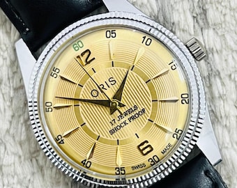 Rare Vintage ST-96 FHF Movement Handwinding Golden Dial 17Jewels Swiss Wrist watch~ Swiss Made