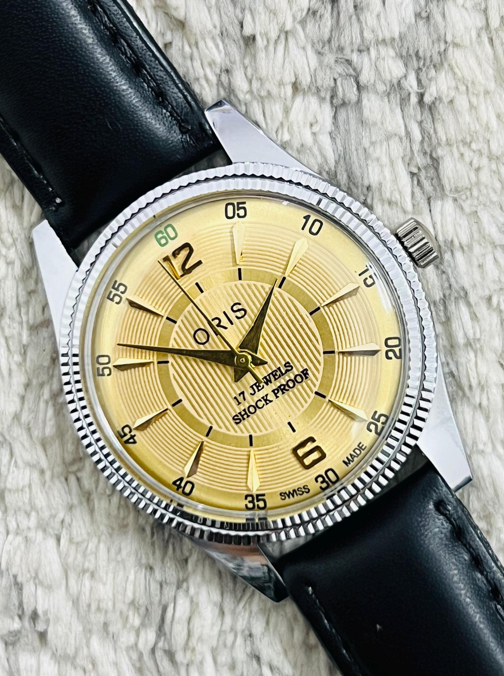 Rare Vintage ST-96 FHF Movement Handwinding Golden Dial 17jewels