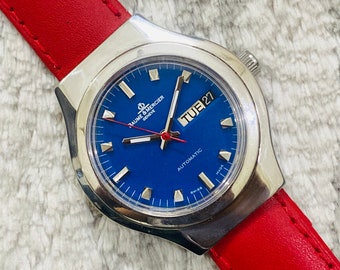 Vintage Baume & Mercier Geneve Automatic Swiss Movement Blue Dial Date/Day Men’s Watch
