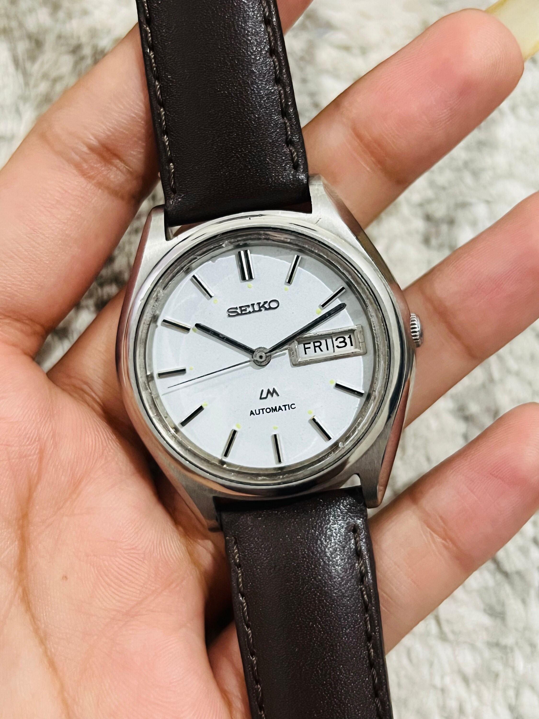 Vintage Seiko LM Automatic White Dial Date/day Movement No
