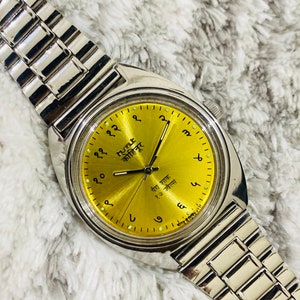 Vintage HMT KOHINOOR DEVNAGIRI 17J. Manual Winding vintage watch~Beautiful Golden dial Stainless Steel~ mechanical vintage watch
