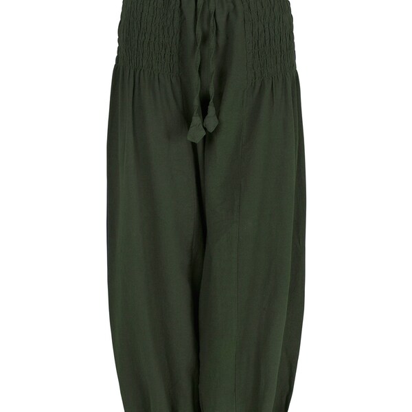 Unisex Long Plain Baggy Trousers - Green