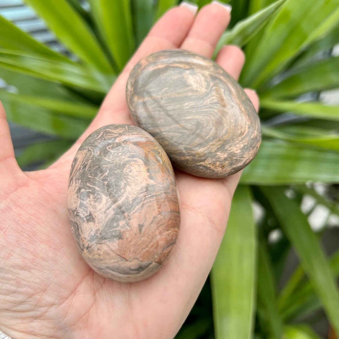 Silver Leaf Jasper Palm Stones Etsy