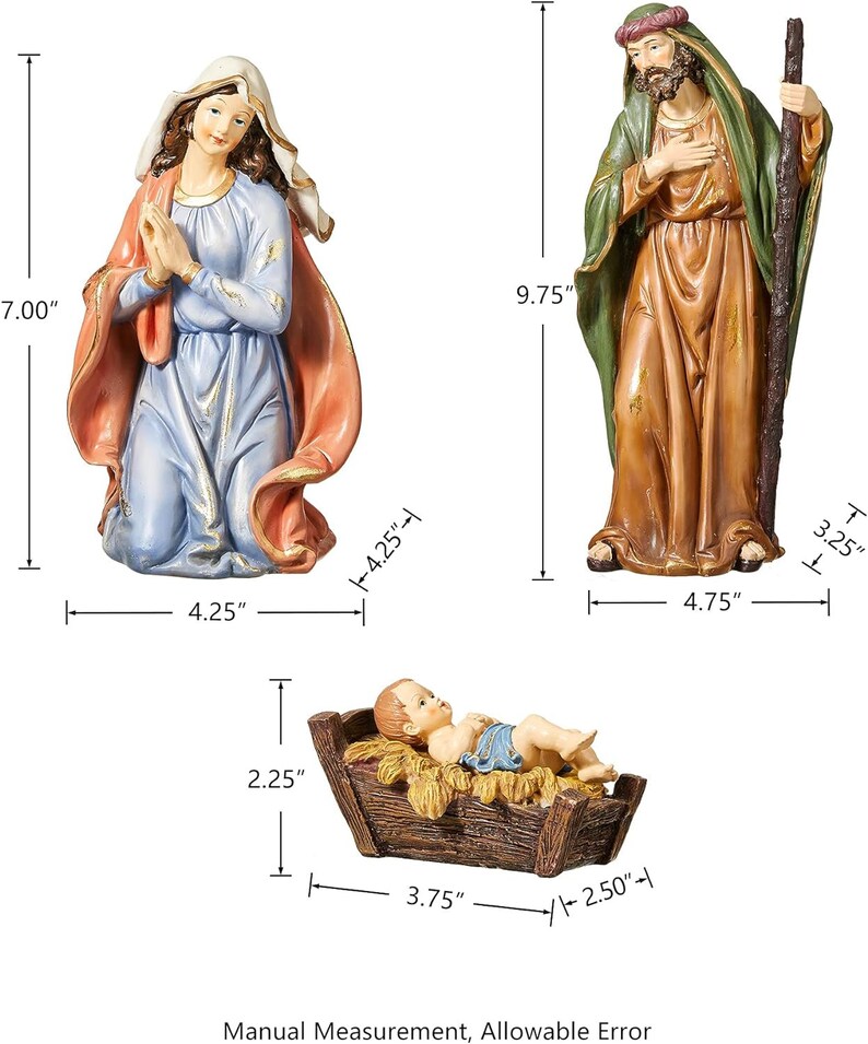 Glitzhome 12pcs Resin Nativity Figurine Set Christmas Ornament Gifts