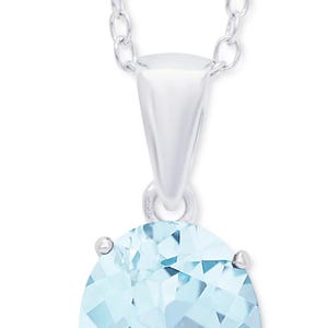 Aqua Topaz Oval 18&quot; Pendant Necklace (3-1/2 ct. t.w.) in Sterling Silver