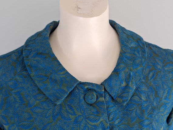Vintage 60s brocade skirt suit | 1960s teal and b… - image 3
