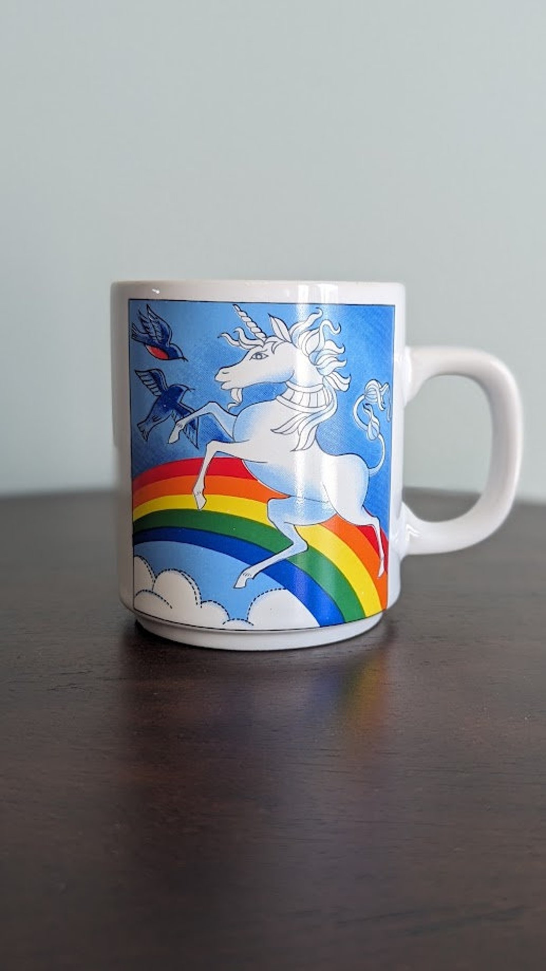 Vintage 80s Unicorn Birds and Rainbow Mug | 1980s Coffee Tea Cup |  Whimsical Ceramic Drinkware | Retro Birthday Gift Present - Etsy