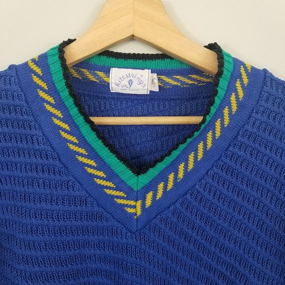 Vintage childrens sweater | 1990s blue green Chri… - image 4