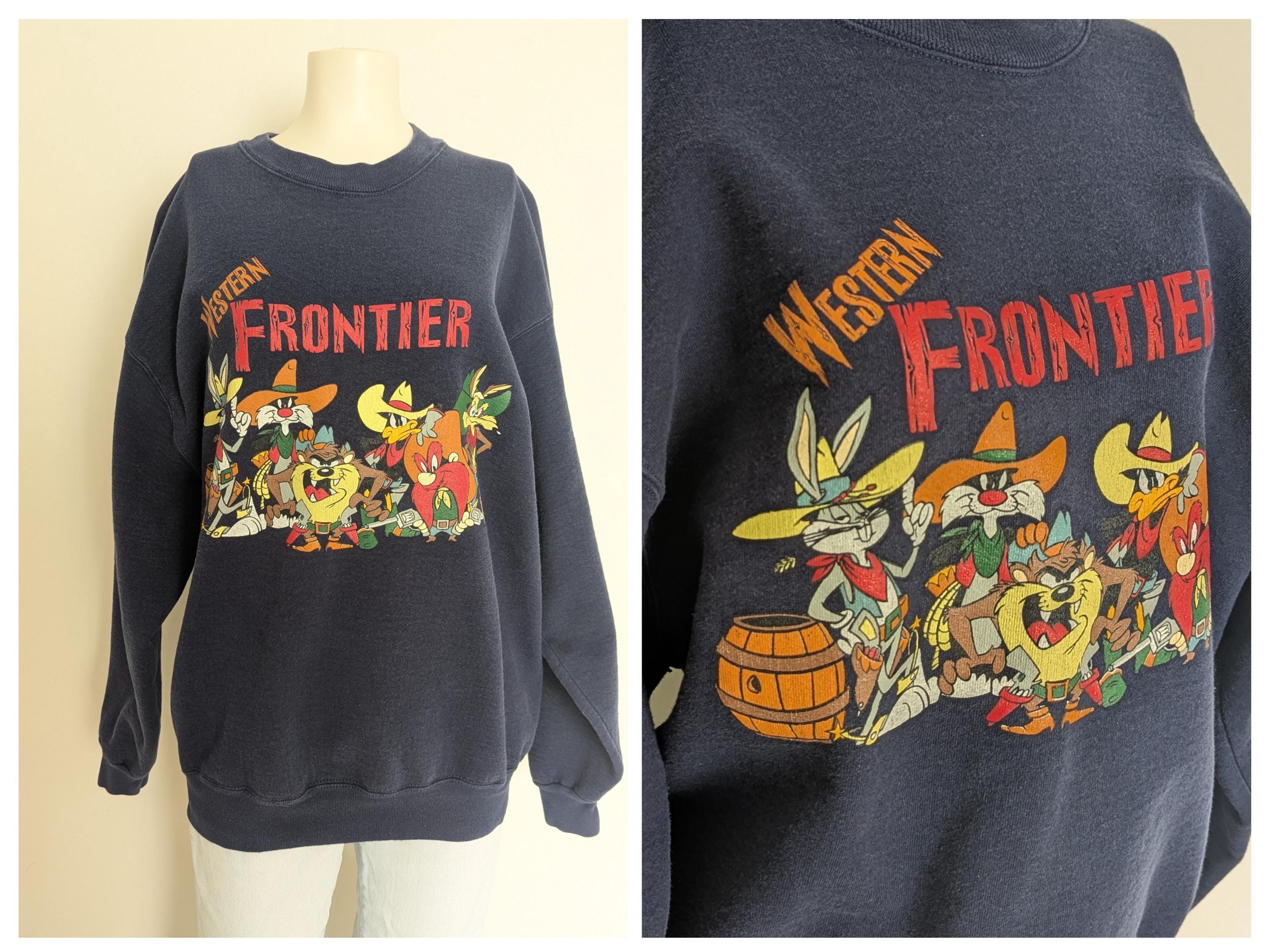 Vintage Looney Tunes Western Frontier Sweatshirt | 90s Navy Blue