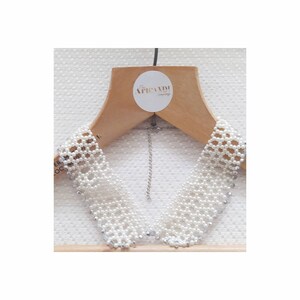 Vintage beaded faux pearl collar necklace with bicone bead detail. Vintage bead collar, downtown abbey inspired,pearl statement necklace.