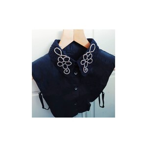 Fake collar,brown faux pearl black fashion lace collar, half shirt. Detachable collar, fake collar shirt half shirt blouse,removable collar