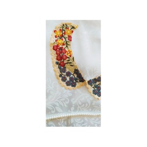 Beige Floral Collar,detachable collar, floral delicate beige statement collar with Swarovski pearl on gold plated chain with lobster clasp. image 9