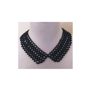 Black detachable pearl collar.Vintage beaded faux pearl collar necklace.Vintage bead collar,pearl statement necklace. Pearl Peter Pan Collar