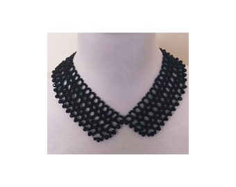 Colar de pérolas pretas removíveis. Colar vintage com contas e pérolas artificiais. Colar vintage de contas, colar marcante com pérolas. Colar Peter Pan de pérolas