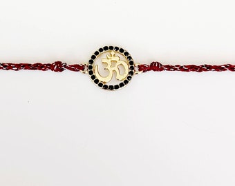 Rakhri, bracelet Rakhi, Raksha Bandhan rakhi, bracelet aum, rakhi moderne, bracelet à breloques om, Rakhi, rakhis pour raksha bandan, rakhi fait main