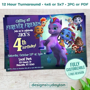 Super Monsters Invitation - Netflix Super Monsters Birthday Party Invite Furever Friends, Boy or Girl Kids Invites