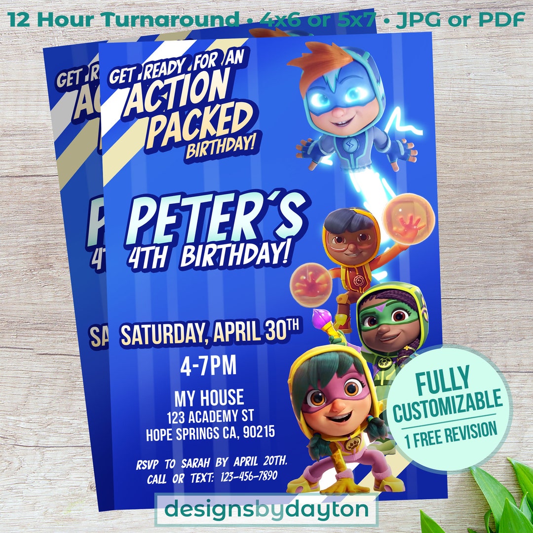 Action Pack Birthday Invitation Kids Action Pack Invite Boy or Girl