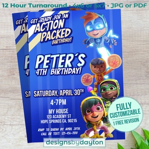 Action Pack Birthday Invitation | Kids Action Pack Invite | Boy or Girl Kids Action Pack Invites