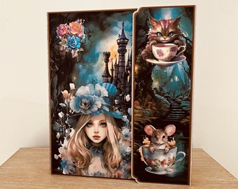 Album photo « Alice… » au pays des merveilles Fait main 28 photos 10x15cm avec insert photos Scrapbooking Idée cadeau