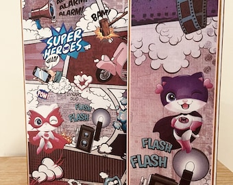 Album photo Super-héroïne Super-animaux Fait main 28 photos 10x15cm avec insert photos Scrapbooking Idée cadeau fille