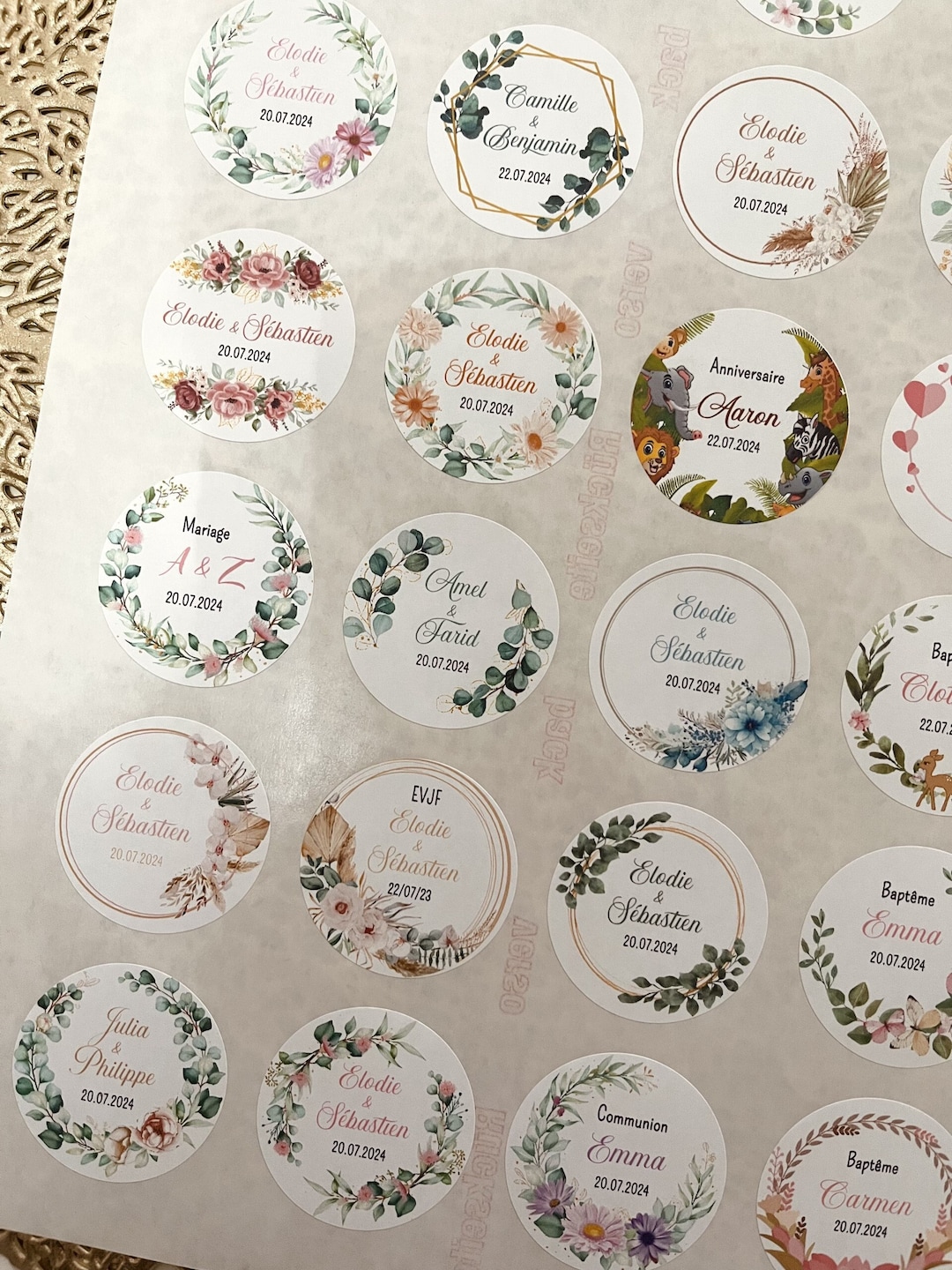 Lot De 4 Étiquettes Rondes En Papier Kraft, Autocollant De Remerciement