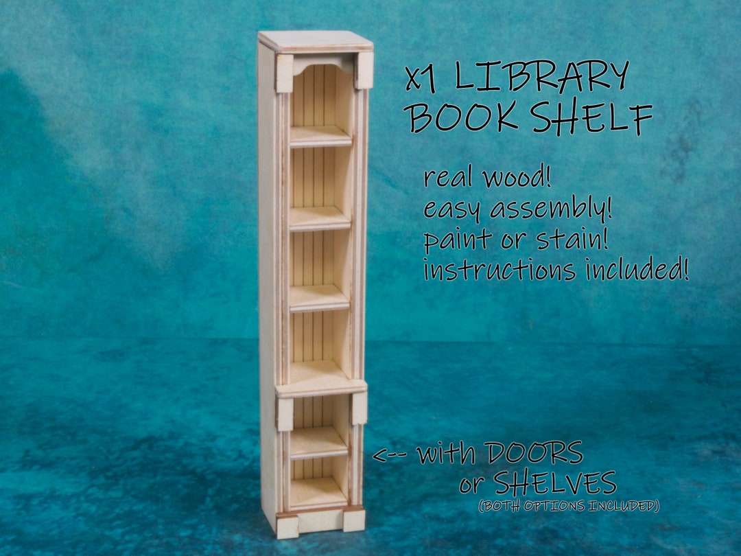 Library Book Shelf Kit Doll House Book Nook Diorama Etsy