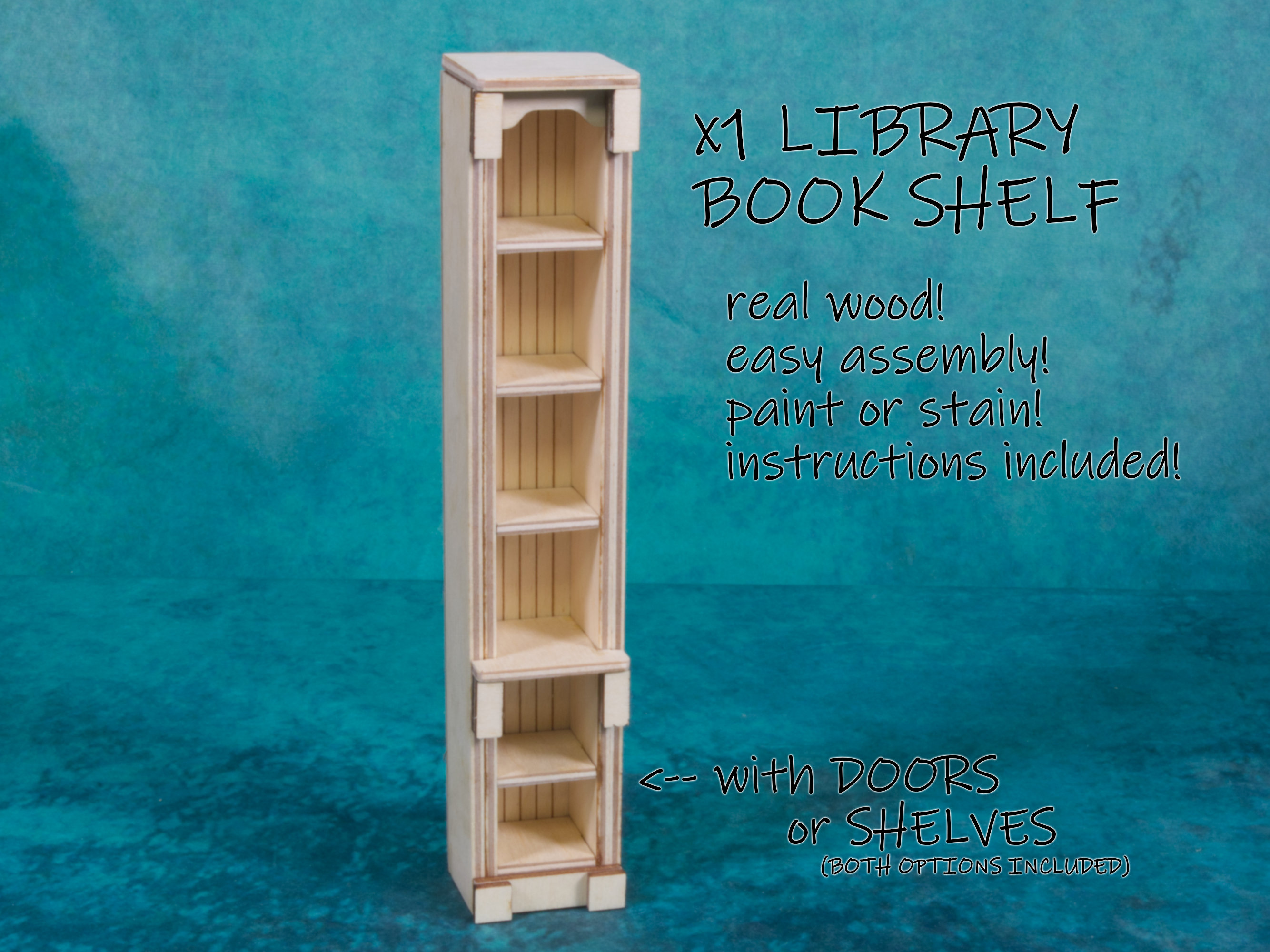 Library Book Shelf Kit Doll House Book Nook Diorama Etsy
