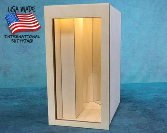 Book Nook Kit, Diorama,  'Mirror Wall Kit' Diorama Book Nook (MR), Blank Canvas, UNASSEMBLED, Laser Cut Wood, Whimsical, Fantasy or Military