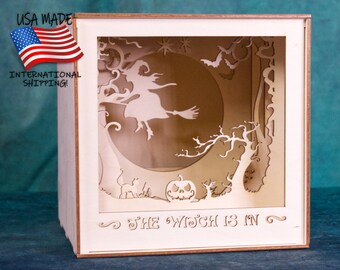 Book Nook "Witch Is In" (WITC), Diorama with Free Lighting, Blank Canvas, Laser Cut Wood