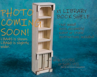 Kit scaffale per libri della biblioteca, Casa delle bambole, angolo libro, Diorama, (LBA60), non assemblato, Legno tagliato al laser
