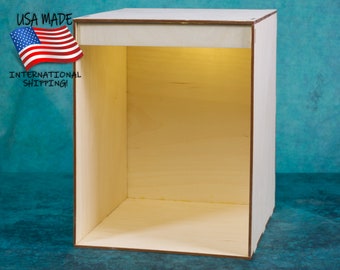 Double Wide Book Nook Kit, Diorama with Free Lighting, 'Keep It Simple' KISS Diorama Book Nook (KDW), Blank Canvas, Laser Cut Wood