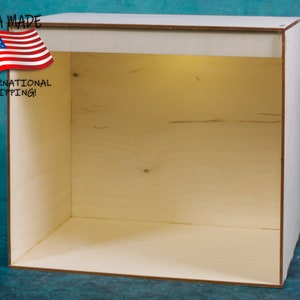 Triple Wide Book Nook Kit, Diorama with Free Lighting, 'Keep It Simple' KISS Diorama Book Nook KTW, Blank Canvas, Laser Cut Wood image 1