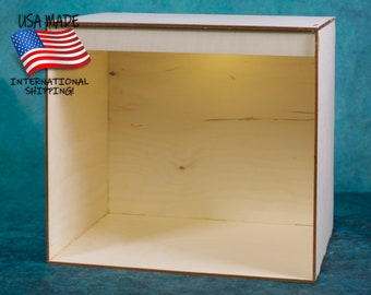 Triple Wide Book Nook Kit, Diorama with Free Lighting, 'Keep It Simple' KISS Diorama Book Nook (KTW), Blank Canvas, Laser Cut Wood