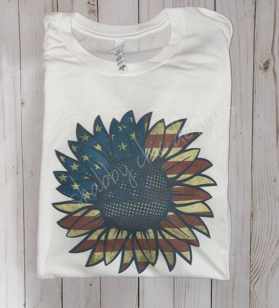 red white and blue sunflower shirt