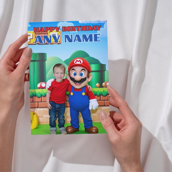 Personalised Birthday Card – With Child's Photo & Favourite Character | A5 Size, 230gsm Matte