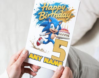 Sonic personalisierte Geburtstagskarte für Kinder - 20 x 15 cm (8x6 Inches)