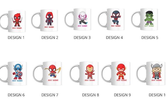 Personalised Kids Superhero Mug – Choose from 10 Fun Designs with Custom Name