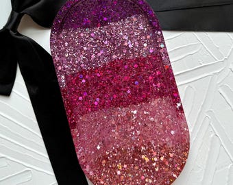 Handcrafted Pink Ombré Resin Tray: Decorative Jewelry & Trinket Holder