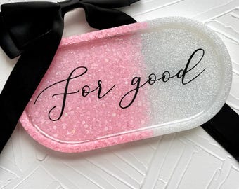Handcrafted Holographic Pink and White Resin Tray: Glinda For Good Oval Trinket Dish