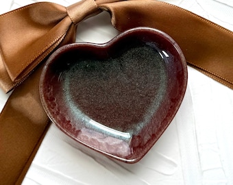 Handcrafted Red Colorshifting Resin Heart Tray: Jewelry Trinket Dish