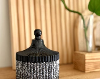 Handcrafted Black Resin Jar with Chunky Holographic Glitter Lid