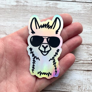 HOLOGRAPHIC vinyl sticker, decal, waterproof, Llama