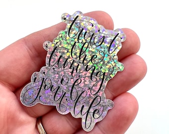 Glitter Rainbow Vinyl Sticker: Trust the Timing