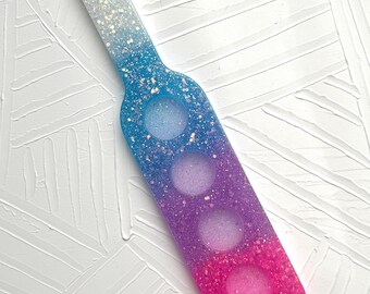 Handcrafted Resin Vanity Tray: Blue, Pink & White Glitter - Party Serving Board