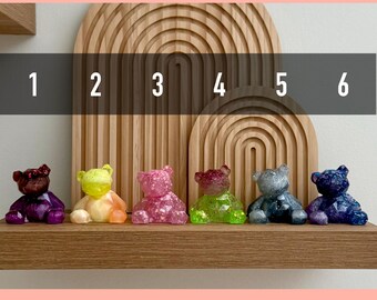 Glitter Resin Mini Bear: Handcrafted Decorative Pocket Gift