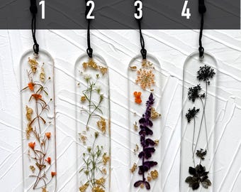 Handcrafted Glitter Resin Bookmark: Pressed Flowers Reader Gift