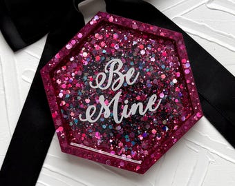 Handcrafted Resin Trinket Tray: Be Mine Holographic Flake Vanity Decor